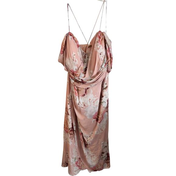 NWT City Chic Powder Floral Mauve Maxi Dress Off Shoulder Size 24 Wedding Party - Picture 1 of 6